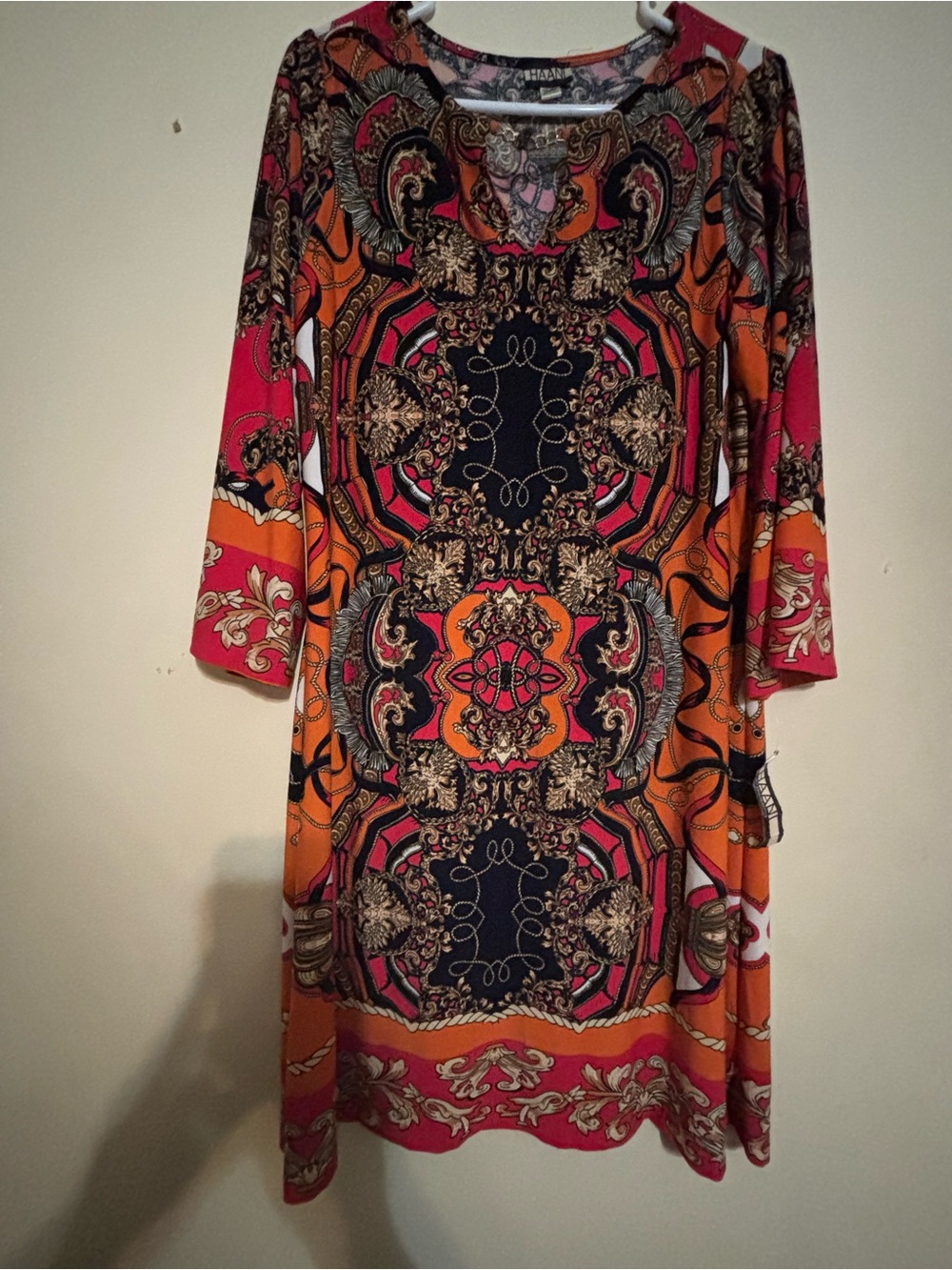 Haani Multicolor Medallion-Print Long Sleeve Midi Dress